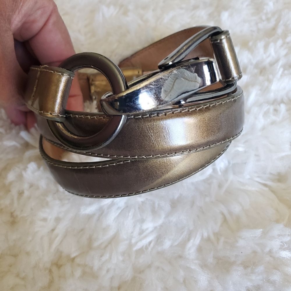 VINTAGE Genuine Italian Leather Gold Brown 36" Long